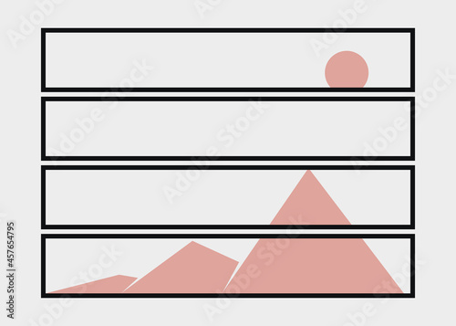 Geometric Mountains silhouette landscape art poster illustration