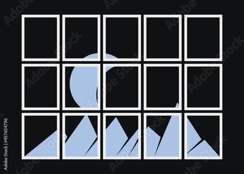 Geometric Mountains silhouette landscape art poster illustration