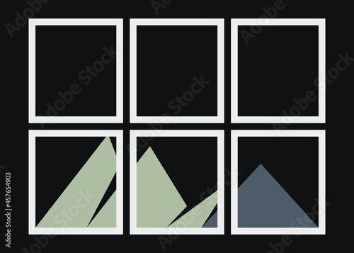 Geometric Mountains silhouette landscape art poster illustration