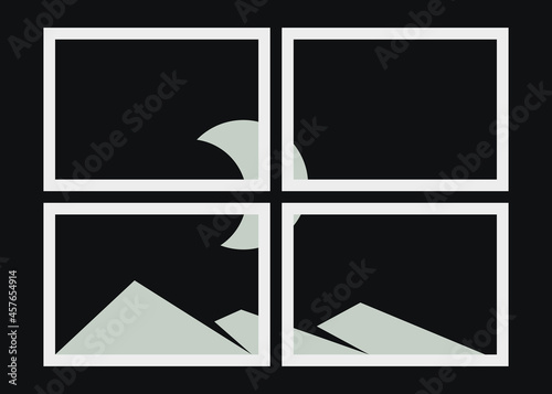 Geometric Mountains silhouette landscape art poster illustration
