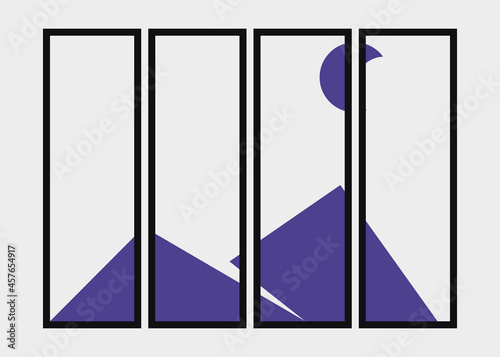 Geometric Mountains silhouette landscape art poster illustration