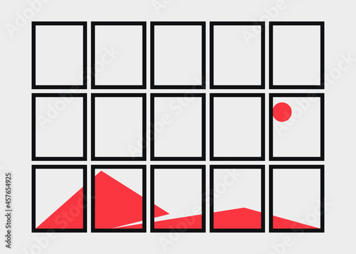 Geometric Mountains silhouette landscape art poster illustration