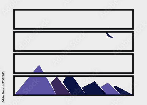 Geometric Mountains silhouette landscape art poster illustration
