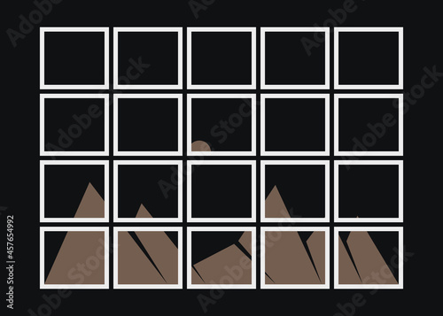 Geometric Mountains silhouette landscape art poster illustration