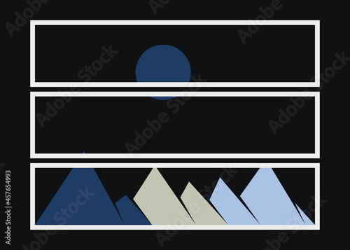 Geometric Mountains silhouette landscape art poster illustration