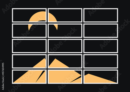 Geometric Mountains silhouette landscape art poster illustration