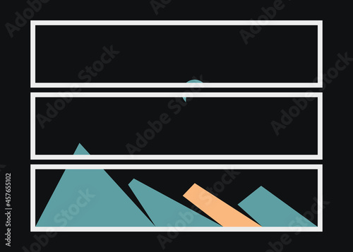 Geometric Mountains silhouette landscape art poster illustration