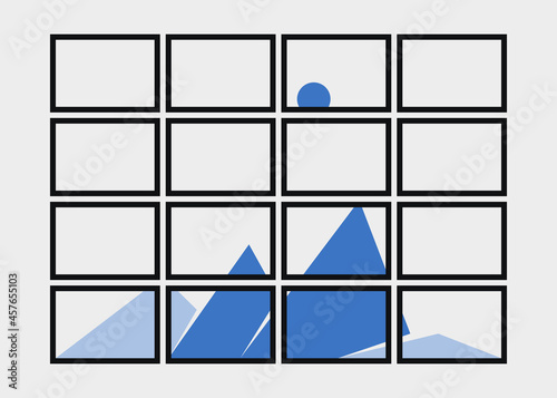 Geometric Mountains silhouette landscape art poster illustration