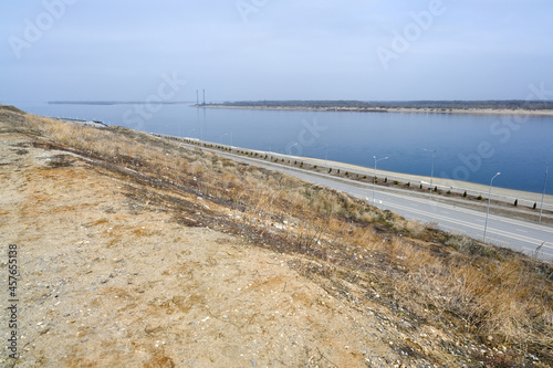 Volga river embankment in the city of Volgograd in the spring.