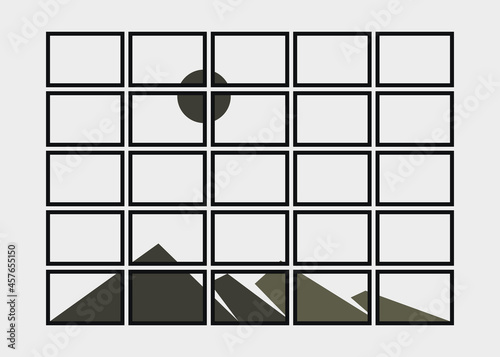 Geometric Mountains silhouette landscape art poster illustration
