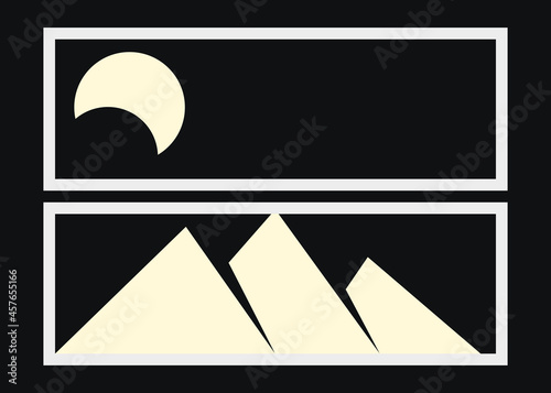 Geometric Mountains silhouette landscape art poster illustration