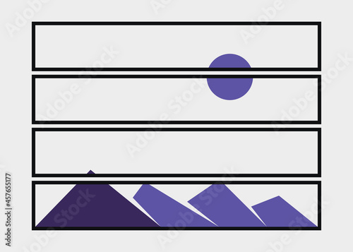 Geometric Mountains silhouette landscape art poster illustration