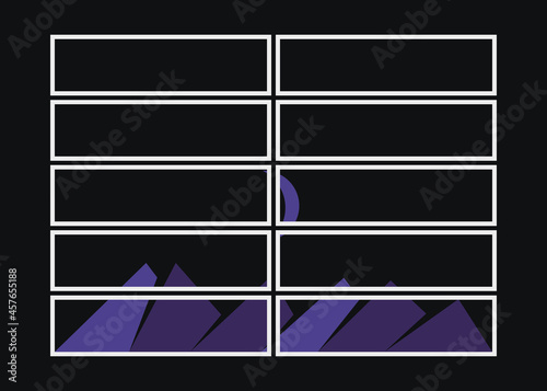 Geometric Mountains silhouette landscape art poster illustration