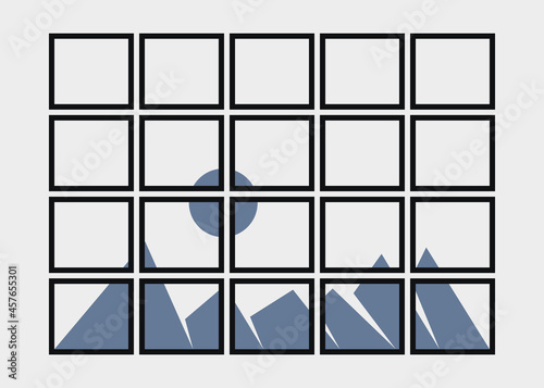 Geometric Mountains silhouette landscape art poster illustration