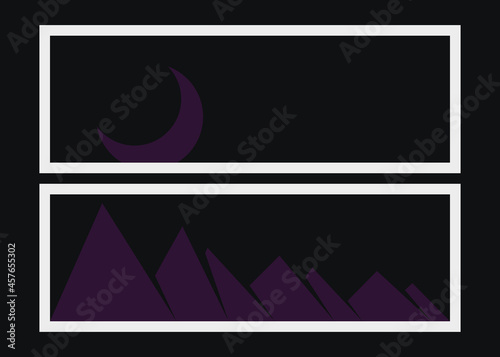 Geometric Mountains silhouette landscape art poster illustration