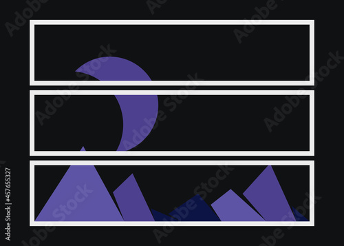 Geometric Mountains silhouette landscape art poster illustration