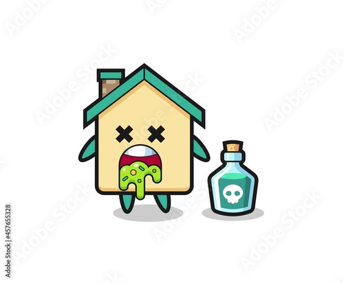 illustration of an house character vomiting due to poisoning