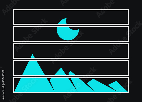 Geometric Mountains silhouette landscape art poster illustration