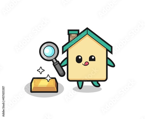 house character is checking the authenticity of the gold bullion