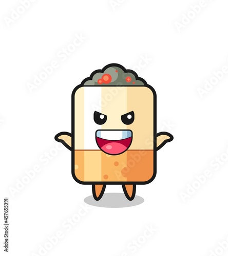 the illustration of cute cigarette doing scare gesture