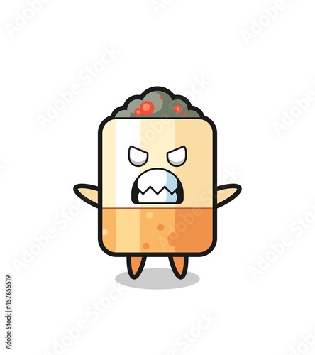 wrathful expression of the cigarette mascot character