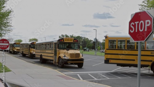 03 SEPTEMBER 2021 Bensalem Pennsylvania USA Transport for students children educational yellow school bus on the street photo