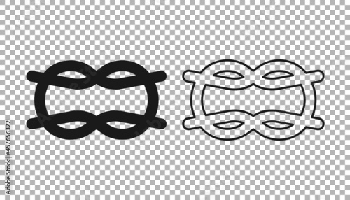 Black Nautical rope knots icon isolated on transparent background. Rope tied in a knot. Vector