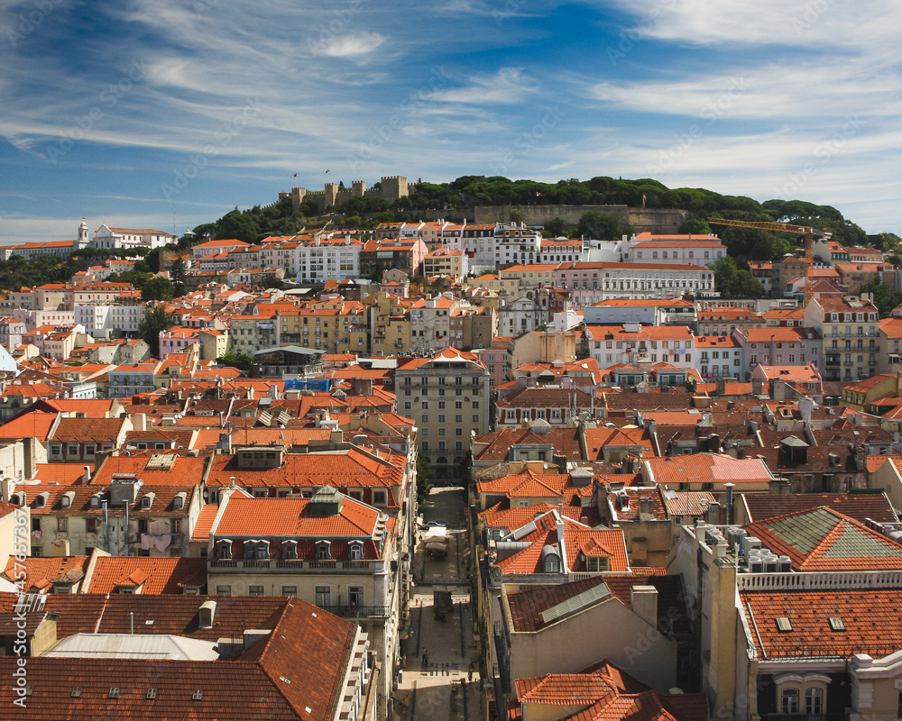 View to the old town of Lisbon