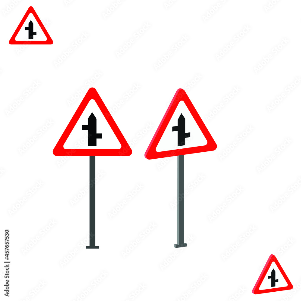 Junctions With Secondary Roads traffic sign with 3d view