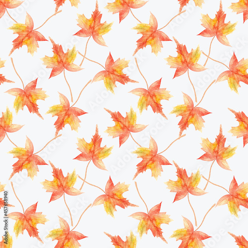 Autumn pattern in watercolor. Leaves