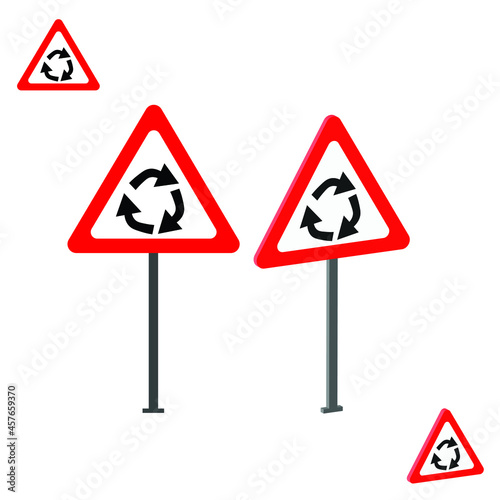 roundabout traffic sign with 3d view