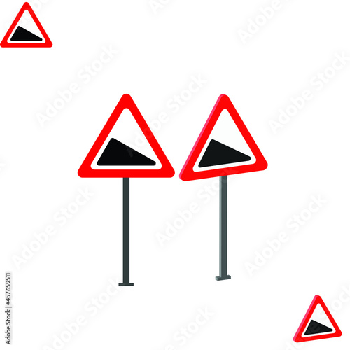 Steep Hill Downwards traffic sign with 3d view