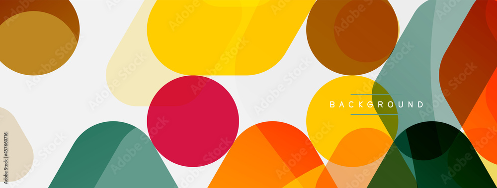 Color bubbles and rounded geometric shapes on white. Vector geometric minimal abstract background for wallpaper, banner, background, landing page Color bubbles and rounded geometric shapes on white. Vector geometric minimal abstract background for wallpaper, banner, background, landing page