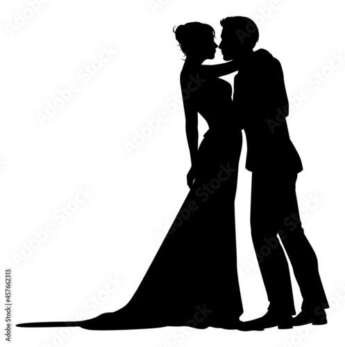 Bride And Groom Couple Wedding Dress Silhouettes