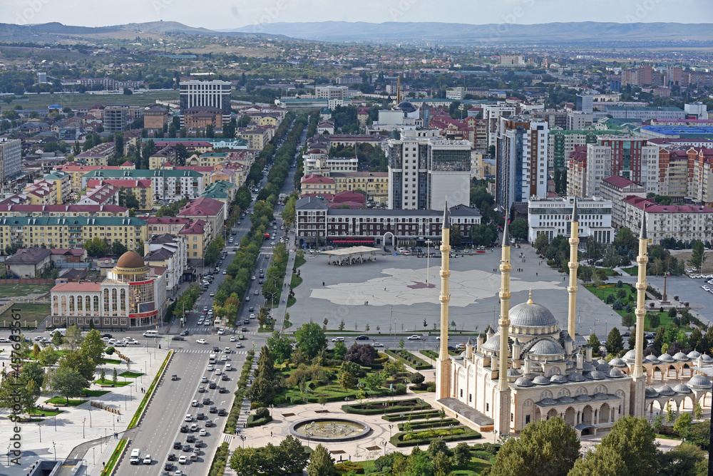 Main mosque of the Chechen Republic - Akhmad Kadyrov Mosque (officially known as The Heart of Chechnya) in Grozny city
