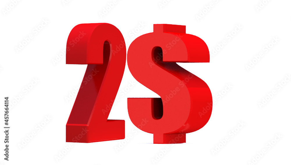2 dollar word on white background. 3d illustration 2 dollar word on white background. 3d illustration