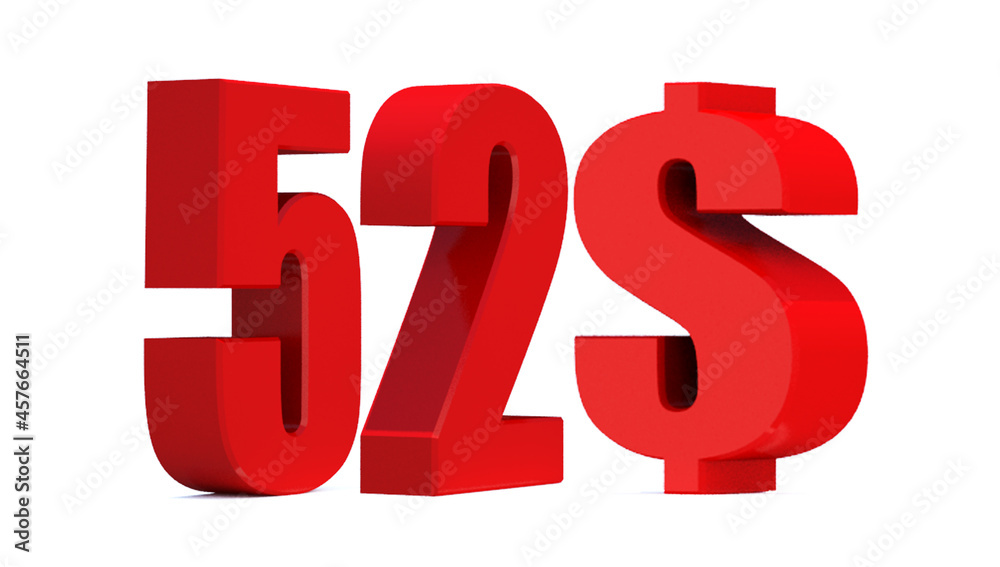 52 dollar word on white background. 3d illustration 52 dollar word on white background. 3d illustration