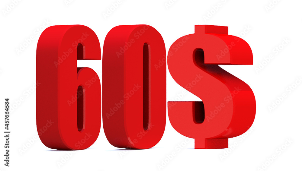 60 dollar word on white background. 3d illustration 60 dollar word on white background. 3d illustration