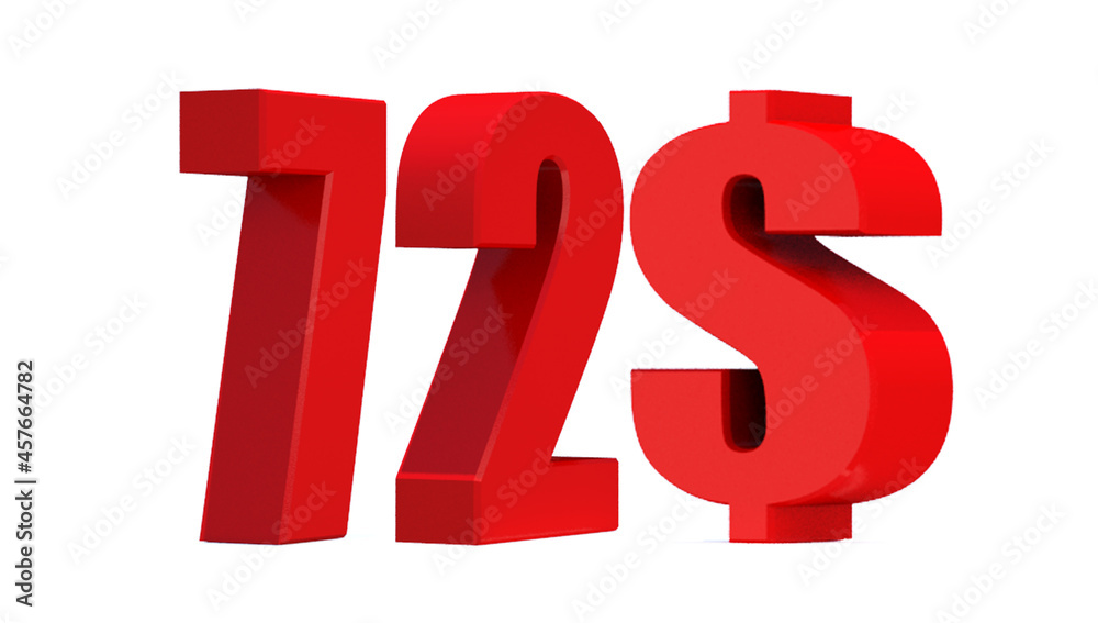 72 dollar word on white background. 3d illustration 72 dollar word on white background. 3d illustration