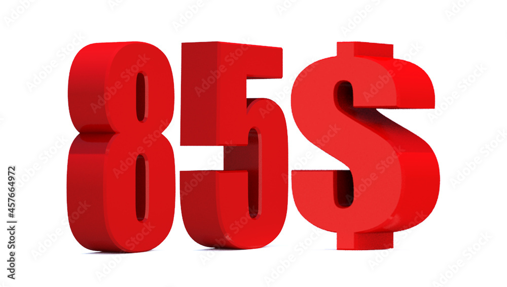 85 dollar word on white background. 3d illustration 85 dollar word on white background. 3d illustration