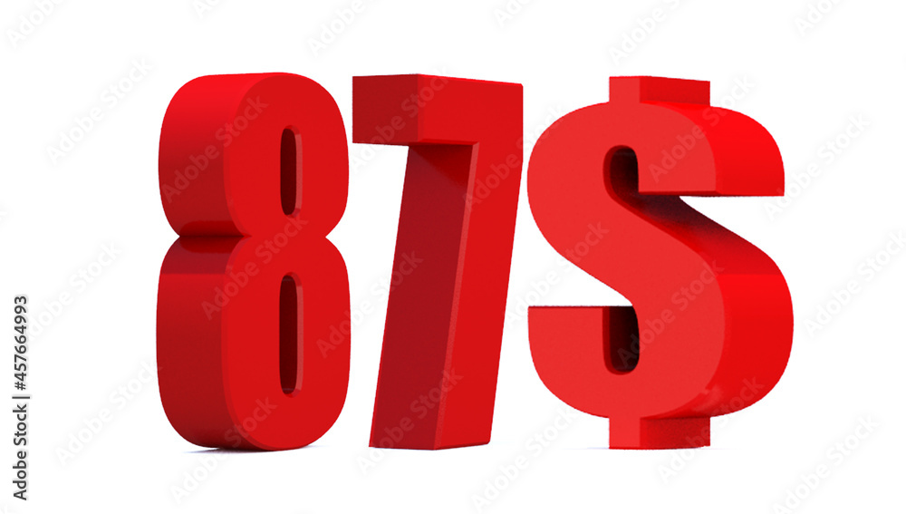 87 dollar word on white background. 3d illustration 87 dollar word on white background. 3d illustration