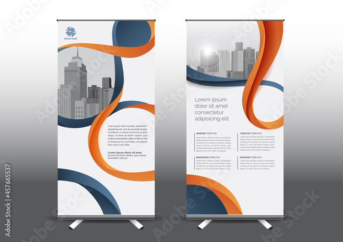 RollUp template vector illustration, Designed for style applied to the expo. Publicity banners, business model vertical. photo