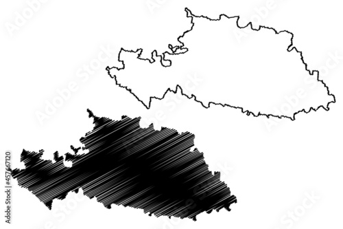 Beed district (Maharashtra State, Aurangabad Division, Republic of India) map vector illustration, scribble sketch Beed map