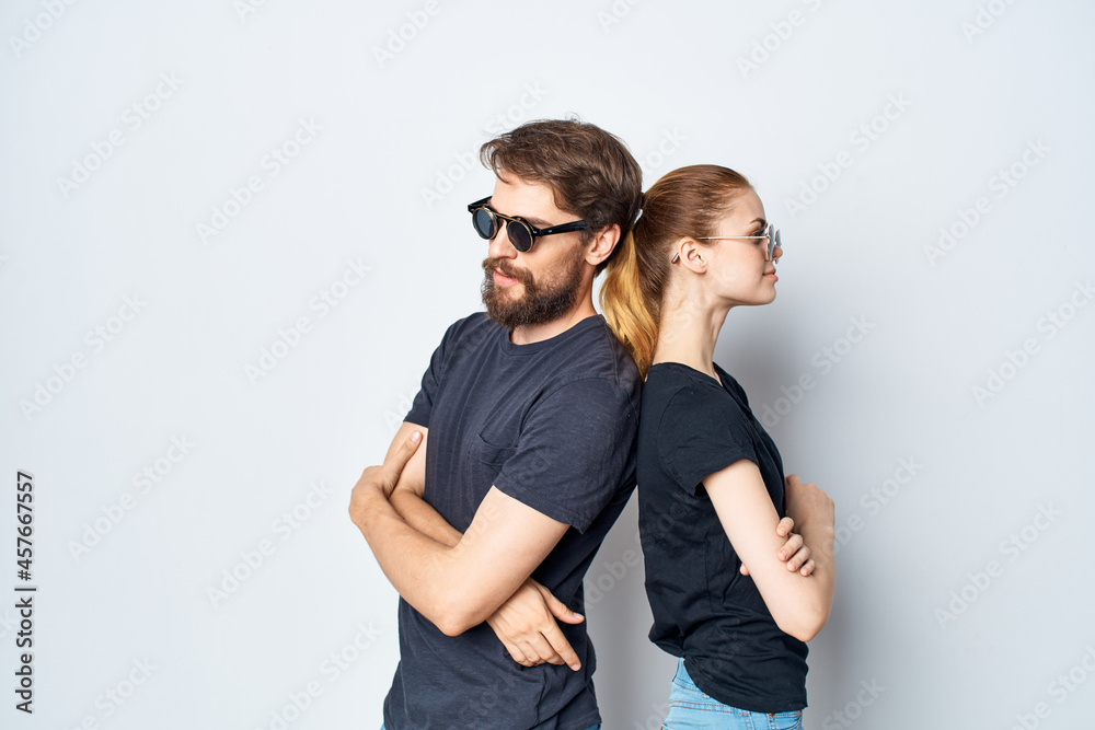 married couple socializing together posing fashion studio lifestyle married couple socializing together posing fashion studio lifestyle