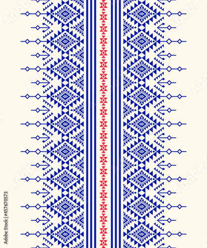 Geometric ethnic oriental seamless pattern traditional Design for background,carpet,wallpaper.clothing,wrapping,Batik fabric,Vector illustration.embroidery style - Sadu, sadou, sadow or sado