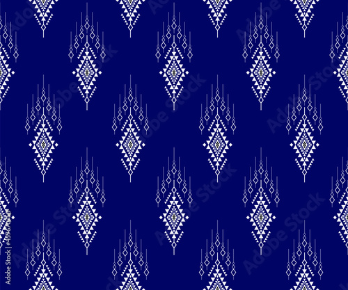 Geometric ethnic oriental seamless pattern traditional Design for background,carpet,wallpaper.clothing,wrapping,Batik fabric,Vector illustration.embroidery style - Sadu, sadou, sadow or sado