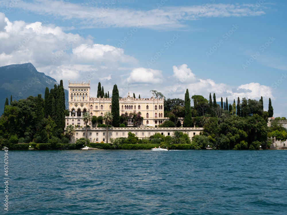 Villa Borghese on Isola del Garda Island, a Palace in Venetian Neo-Gothic Style