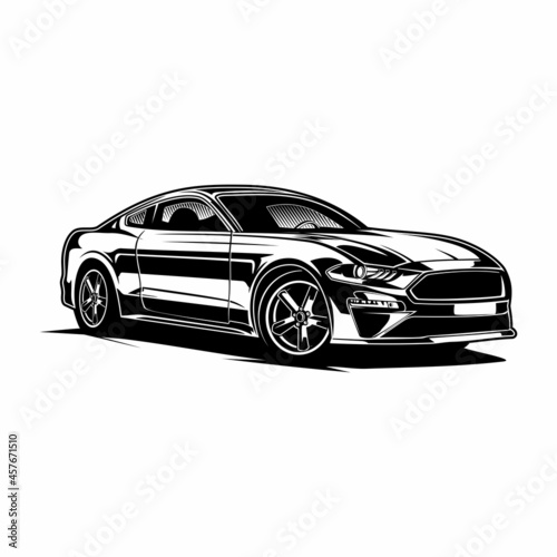 car sport car silhouette black and white style