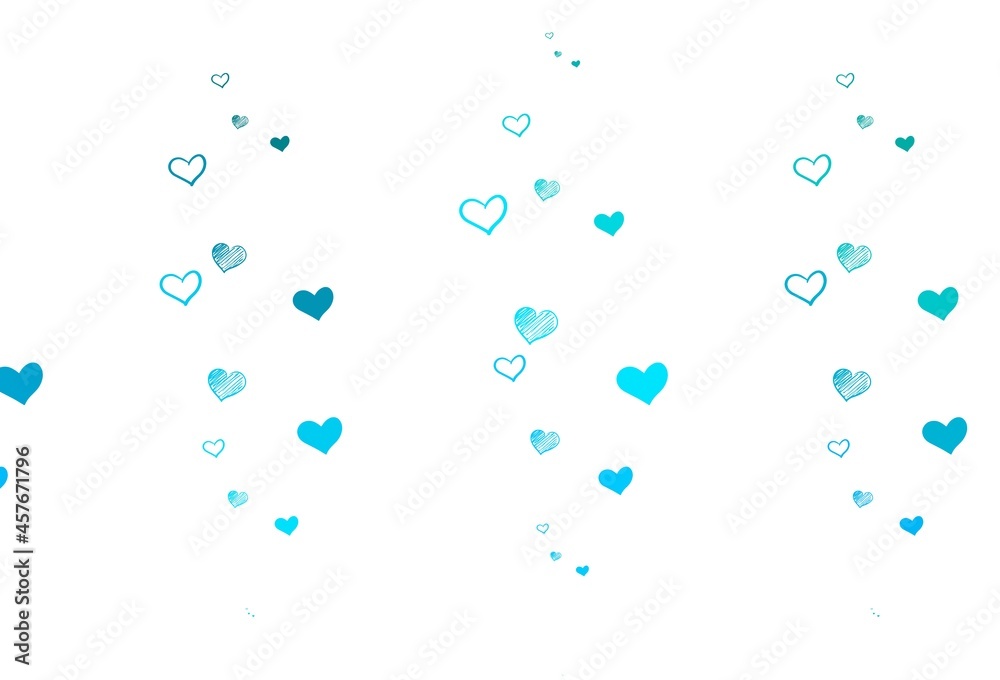 Light BLUE vector template with doodle hearts. Light BLUE vector template with doodle hearts.