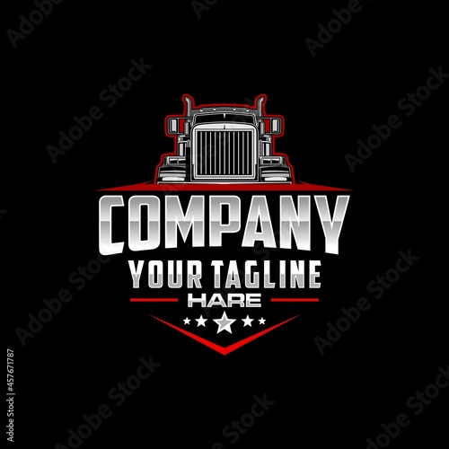 semi truck logo emblem logo template photo